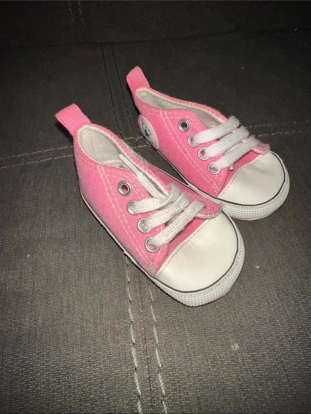 Converse baby Pink Canvas Lace-Up Sneakers with White Toe